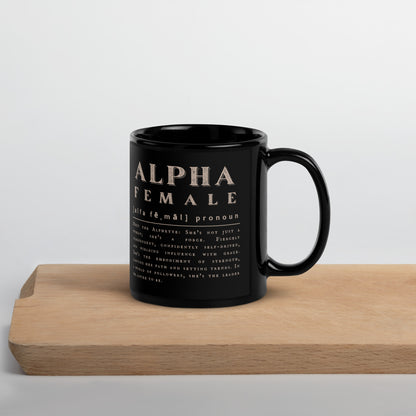 'Alpha Female' | Black Glossy Mug