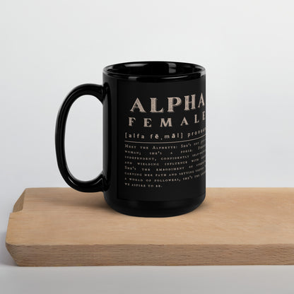 'Alpha Female' | Black Glossy Mug