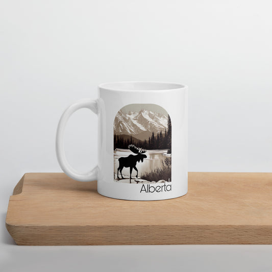 Rocky Ridge Alberta Moose | 'True North' | White Glossy Mug