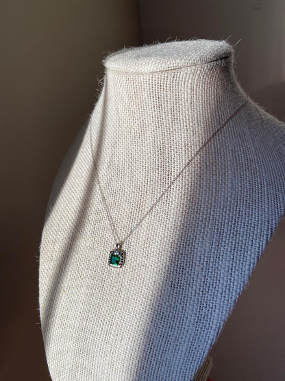 Solo Silver Square Emerald Necklace