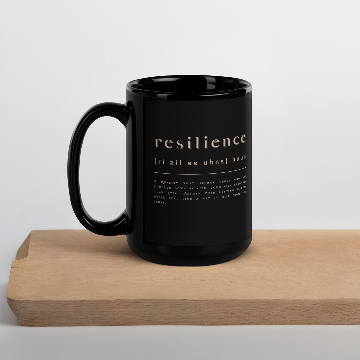 'Resilience' | Black Glossy Mug