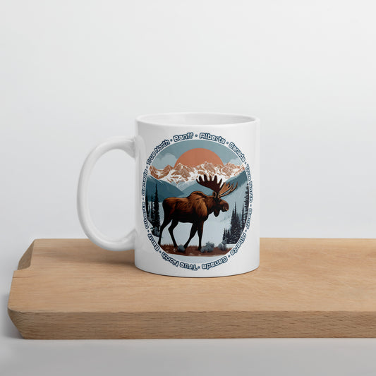 Majestic Moose Mountain Dawn | 'True North' | White Glossy Mug