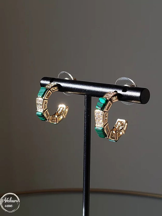 Malachite Mini Hoop Earrings