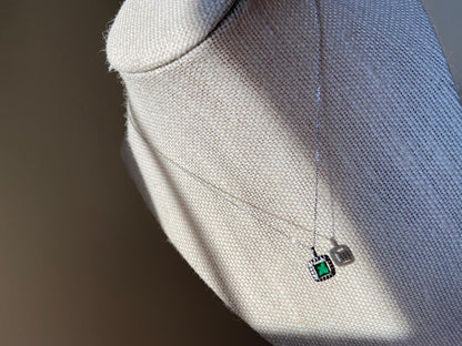Solo Silver Square Emerald Necklace