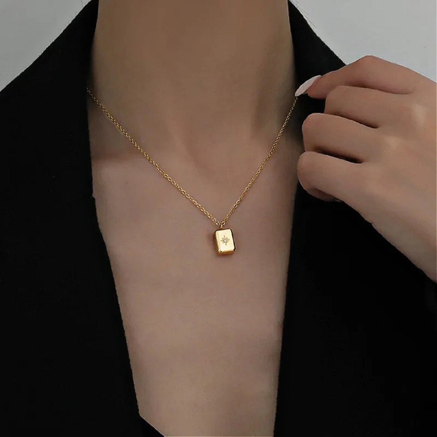 North Star Rectangle Pendant Necklace