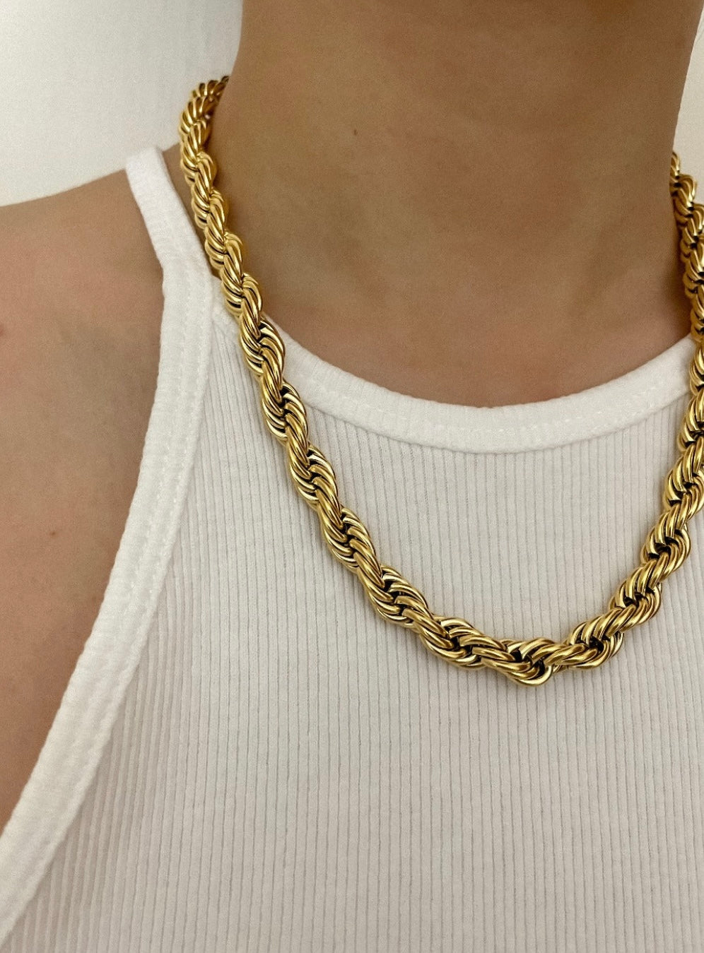 Short Italian Braided Chain Necklace - 4mm Thick